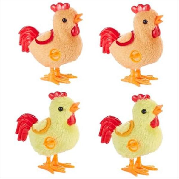 4 Pack Easter Jumping Wind Up Plush Toys for Toddlers Chicken in Hat