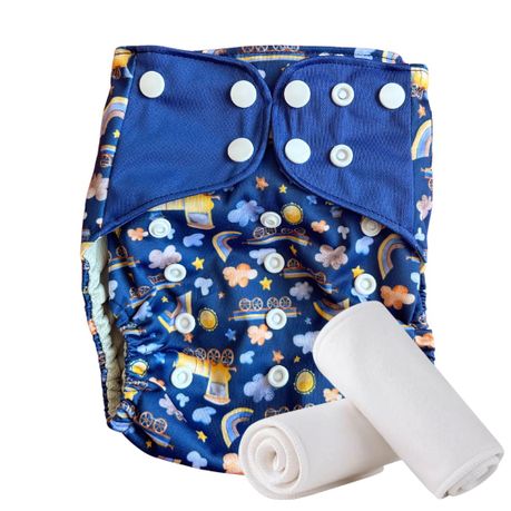 Kid Got Style - Cloth Nappy With 2 Inserts - Train Image