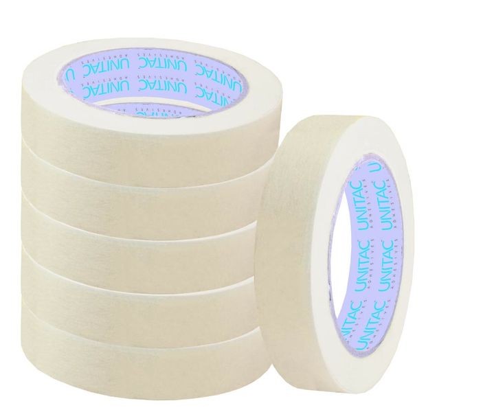 Unitac Large Core Masking Tape (Natural 60 Degree) 24mm x 40m Pack of 6