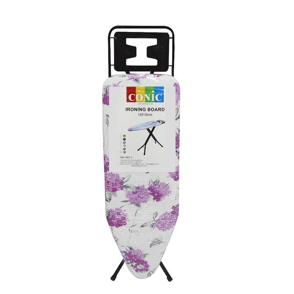 Conic 135x38cm Light Steel Premium Iron Board - Floral Purple