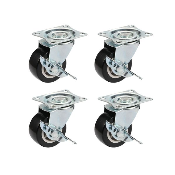 4 piece 2-Inch Universal Wheel Brake, Heavy-Duty 360 Degree Rotating Casters