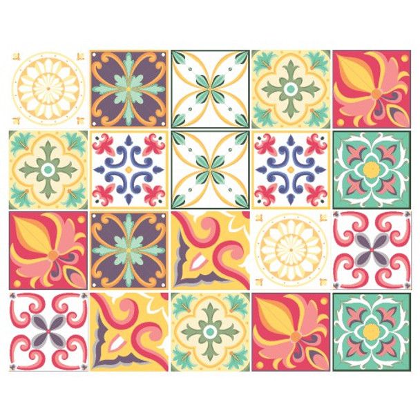 Vinyl Wall Tile Stickers Italian Style (15cm x 15cm) Buy Online in