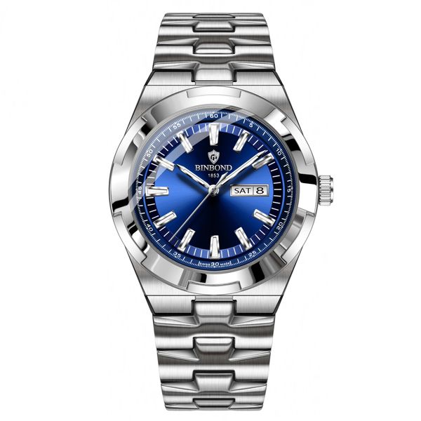 New Quartz Man Sport Watch Waterproof Luminous Date Week Stainless Steel