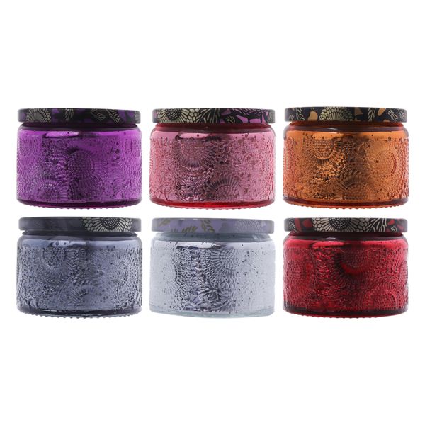 Regent Vanilla Candles in Embossed Glass Jars - 100gr - 6-Pack