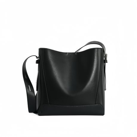 Women's Genuine Leather Bucket Bag, Minimalist Shoulder Crossbody Image