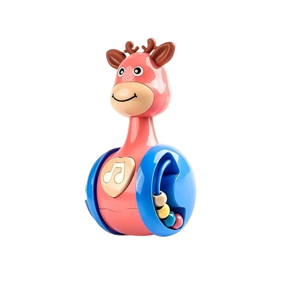 Pink Deer Tumbler Toy - Early Learning &amp; Crawling Aid for Toddlers