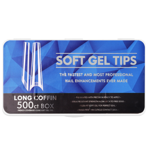 Soft Gel Tips - French Cover Long Coffin - 500 Piece - Nails by Nicole