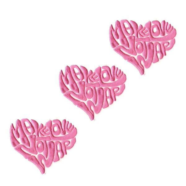 3pcs Heart Embroidered Iron-On Patches - Make Love Not War