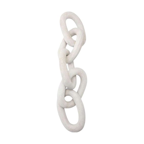 Rustic White Washed Chain Link Design Decor Ornament - White