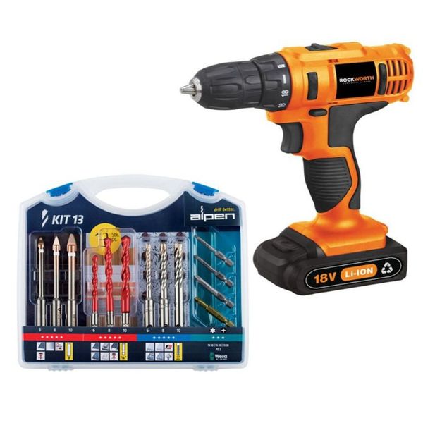 Rockworth - Cordless Drill Combo with Alpen Keramo Multicut &amp; F8 Extreme