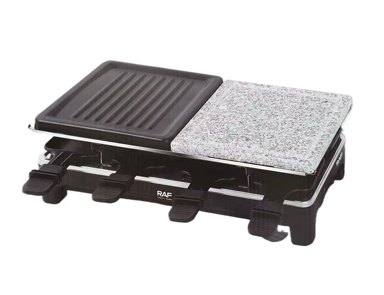 RAF 1500W Smokeless home non stick Raclette grill with stone pan