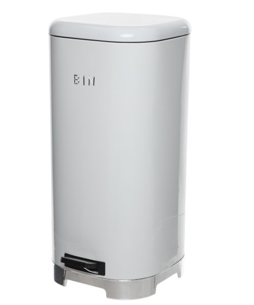 George &amp; Mason - White &amp; Silver Retro Stepbin Dustbin - 30 Litre