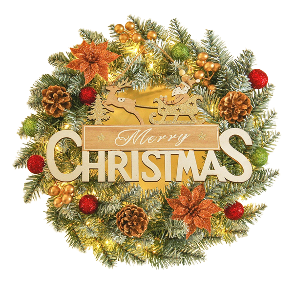 50cm Christmas Wreaths Pre-Lit Lights Wreaths Windows Decorations LED Light