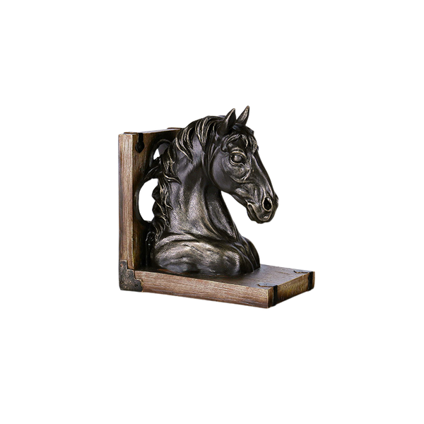 Resin Horse Head Bookends, Artistic Shelf Decor for Home &amp; Office