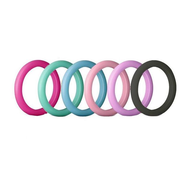 DeBest - Slim Colourful Silicone Rings - 10-Piece - Size D