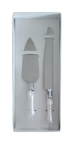 Wedding Cake Knife and Cake Lifter Set - White