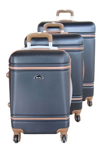 Luxury 3-Piece Black ABS Luggage Set - Rose Gold Accents &amp; Spinner Wheels