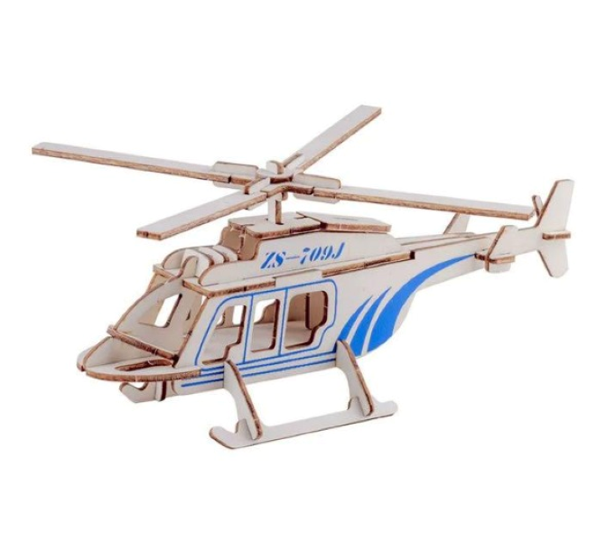 3D Wooden Puzzle Helicopter DIY Assembly Kit Children Educational Toys Kids