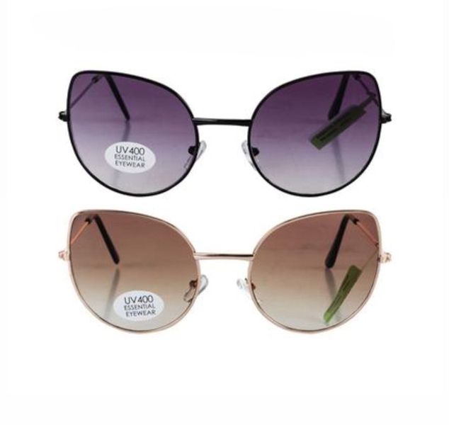 2 Pairs of Ladies Metal Cat Eye Sunglasses