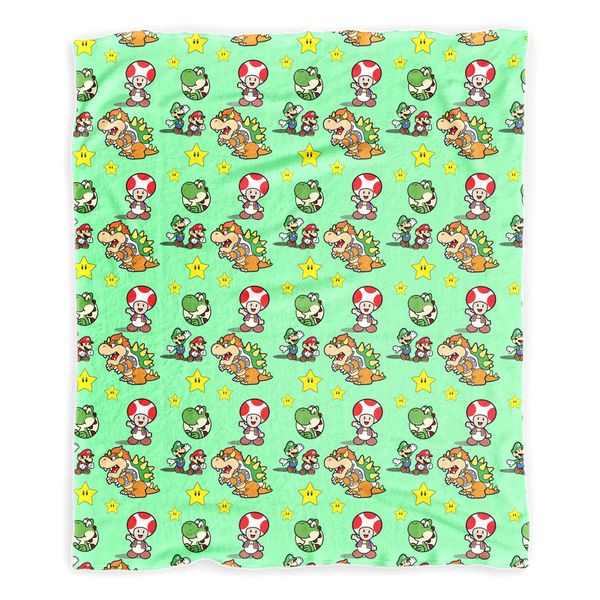 Super Mario And Friends Green Minky Blanket