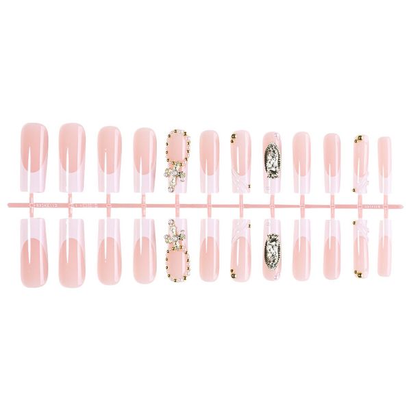 Rectangular Press-on Nails Blue, Milky White, Coffee Colour