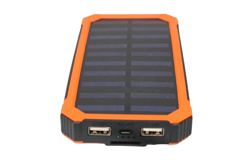 8000mAh Solar Powered Dual USB Output Power Bank with Emergency Flashlight