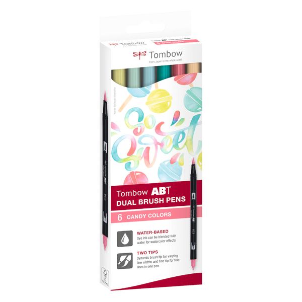 Tombow ABT Dual Brush Pens - Candy Colours - 6 Pack