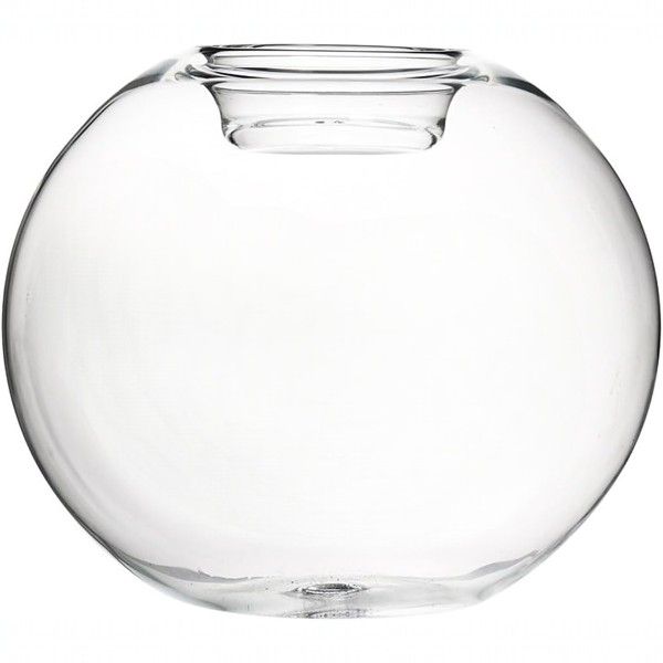 Small - Glass Round-Shaped Candle Holder - Transparent