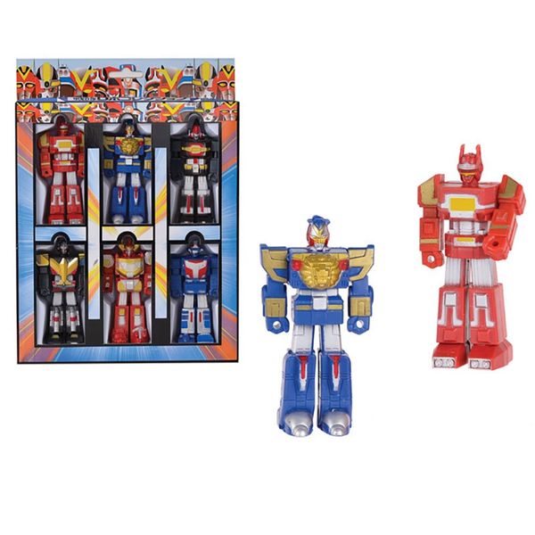 Bulk Pack x 3 Boys Playset Figurine Robot Set 8cm 6pcs Per Pack