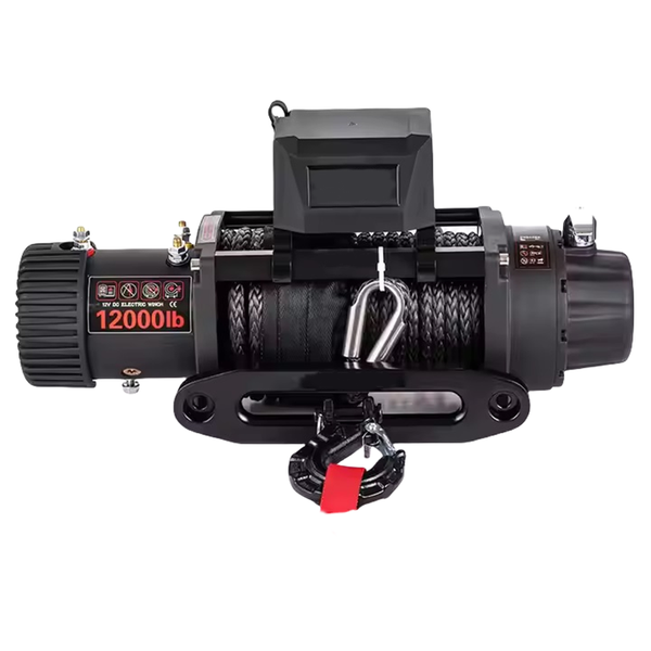 12V Electric Winch with Synthetic Rope - 12000lbs - 5443kg