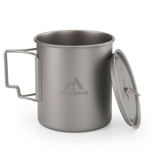 Titanium Camping Cup 750ml Lightweight Mug with Lid and Mesh Bag