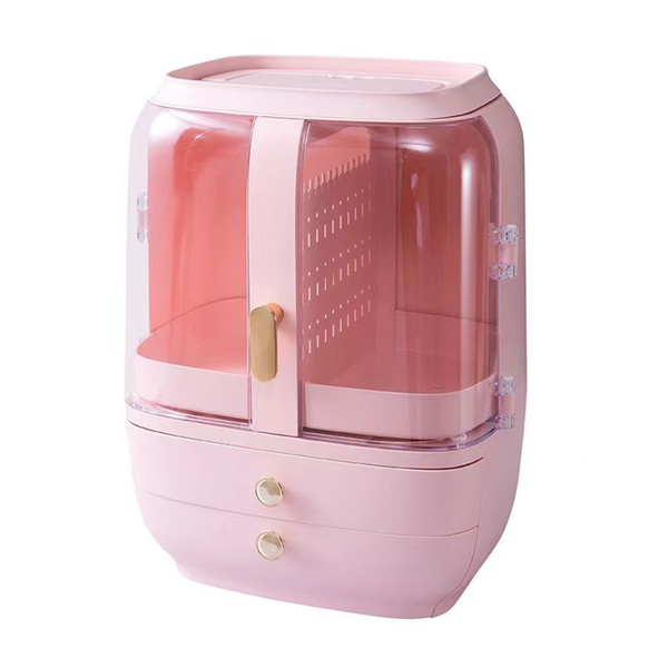 Makeup Organizer Holder Cosmetic Storage Box with Dust-Free Cover