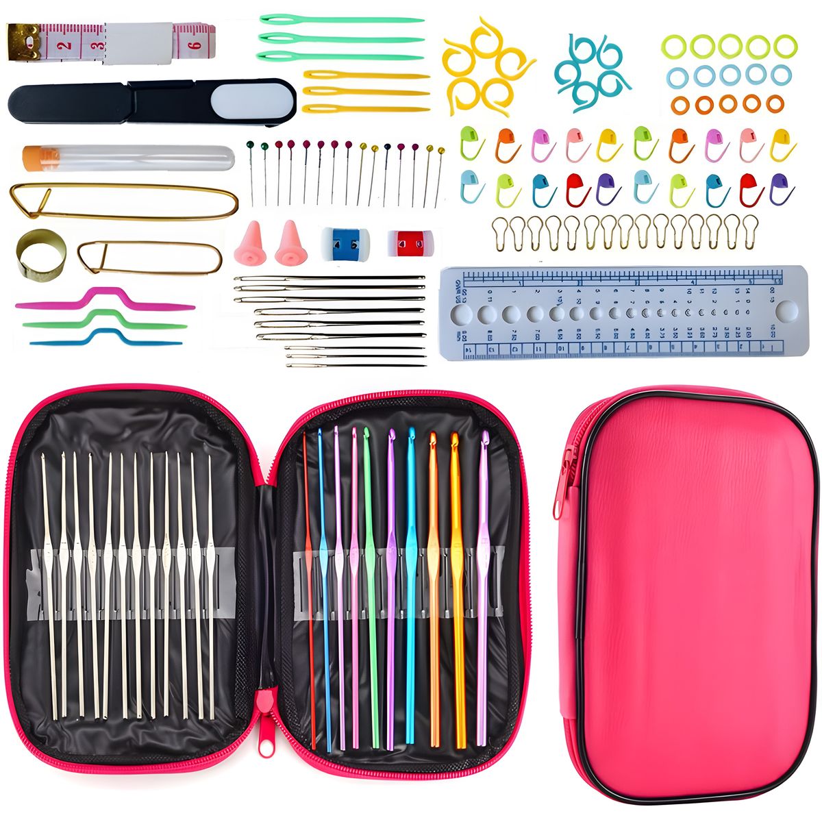 127Pcs Mixed Crochet Hooks Set with Storage Case Household Sewing Tools ...