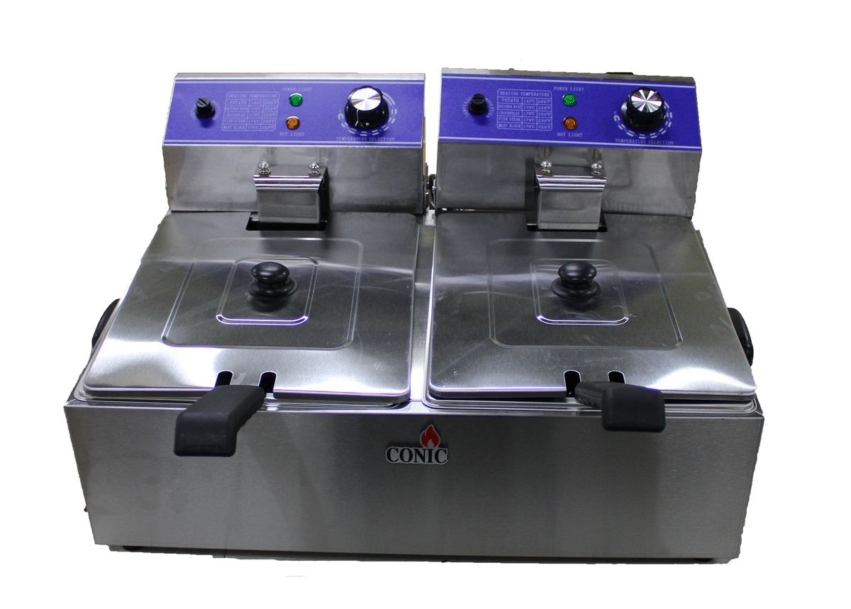 Conic HEF82A 12L Two Tank Stainless Steel Electric Deep Fryer Shop