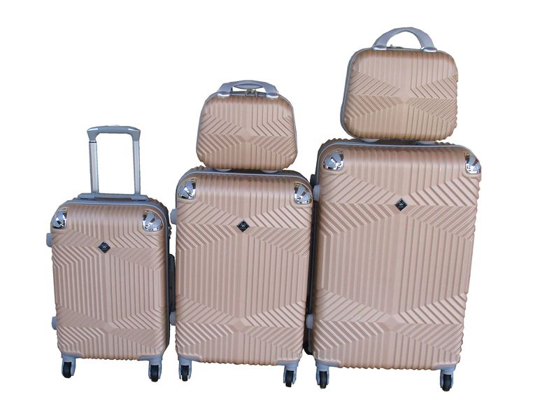 Gold ABS Luggage Set - 5-Piece Hard-Shell Suitcases with Vanity Cases