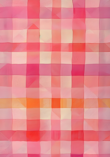 Wall Art Canvas - Abstract pink and white checkered material vertical