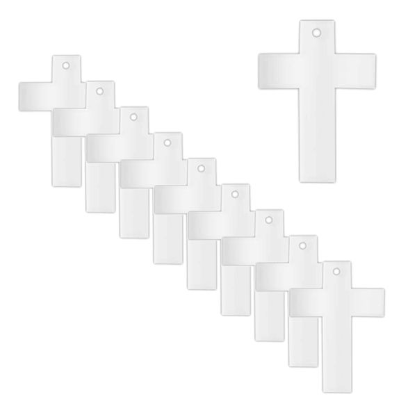Cross Shaped Clear Acrylic Blank Keyring