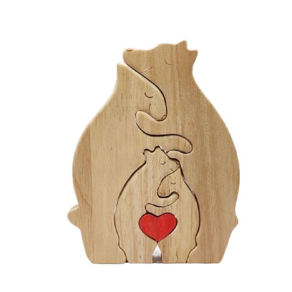 Set of 4 Wooden Hugging Bear Puzzles | Assemble Decor for Shelf &amp; Desk