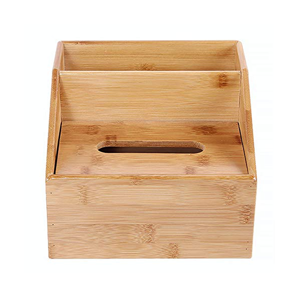 Wooden Bamboo 2-In-1 Tissue &amp; Remote Caddy Holder