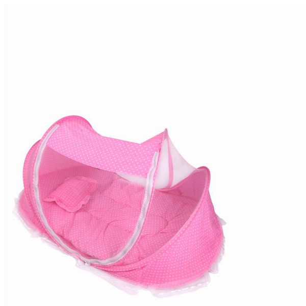 Foldable Baby Snug Tent Bed with Mosquito Net - Pink