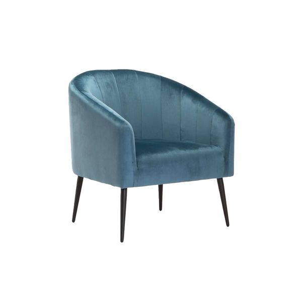 Colt Velvet Chair - Black Leg - Petrol Blue