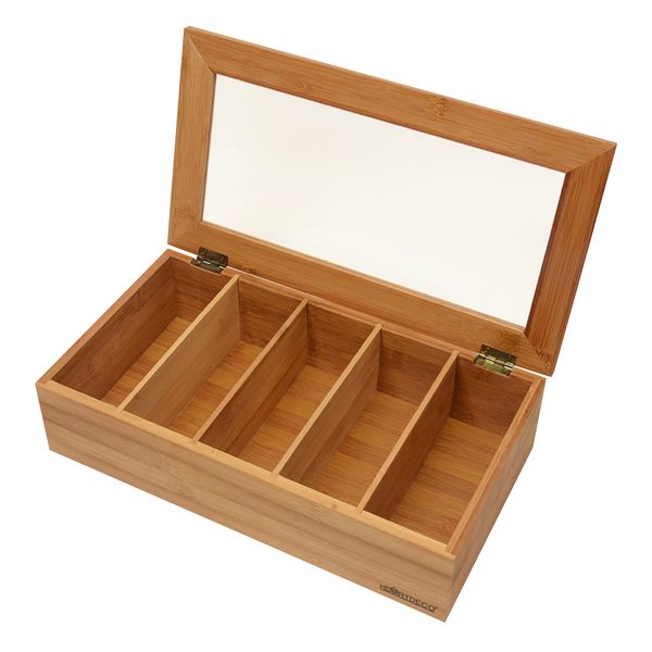 Bamboo Tea Bags Organiser Storage Box