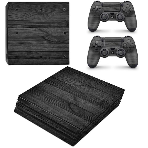 Decal Skin Compatible with PS4 Pro - Black Wood (Decal Only)