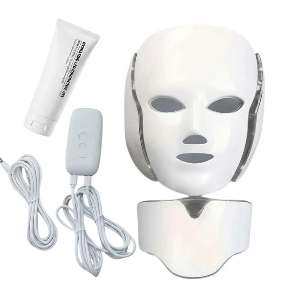 COMBO: 7-Color LED Light Therapy Face and Neck Mask incl LED Conductive Gel