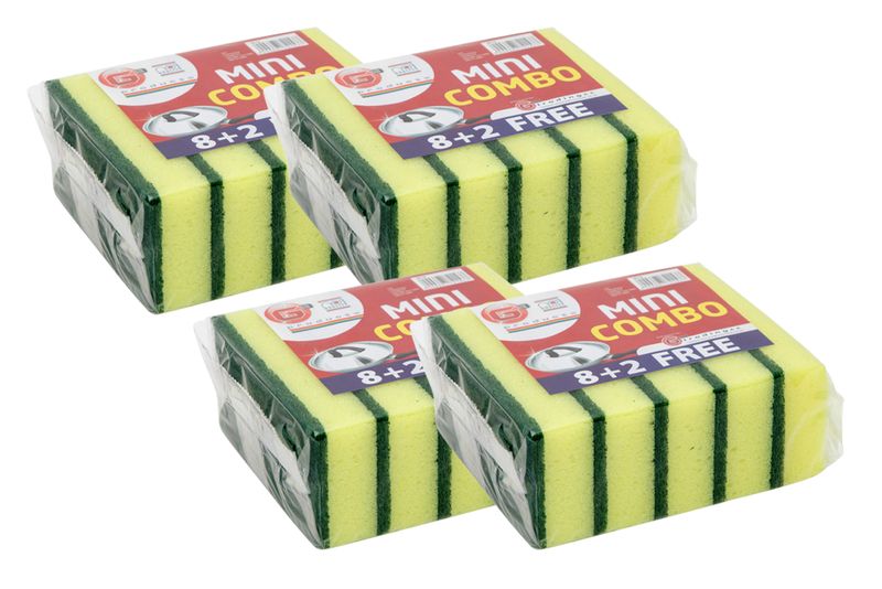 Dishwash Sponge Scrub 10-Piece 4 Pack