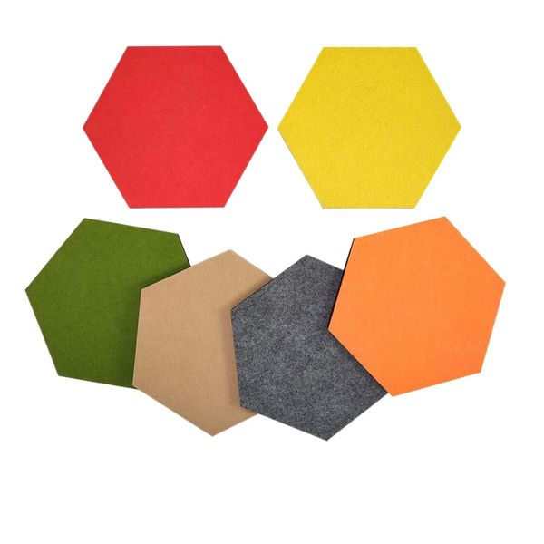 Bulletin Board Felt Cork Board Tiles Hexagon Set of 6