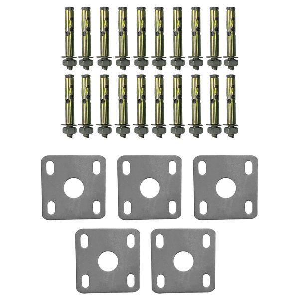 Fame Fence 5x Baseplates &amp; 20x Rawl Bolts