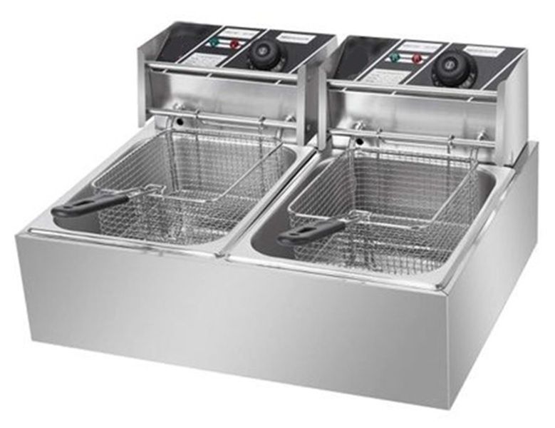 12L Electrical Fryer: Stainless Steel Double Basket for High-Volume Usage
