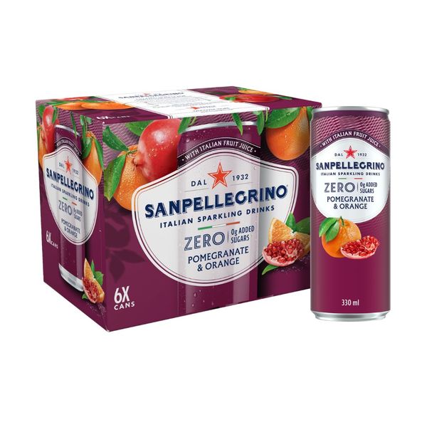 Sanpellegrino Zero | Pomegranate &amp; Orange Italian Sparkling Drink 6 x 330ml