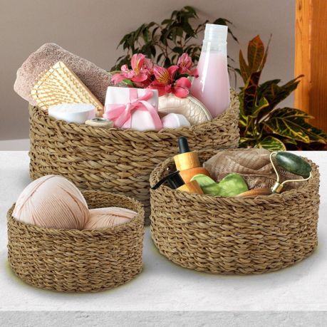 Round Wicker Gift Basket, Set of 3